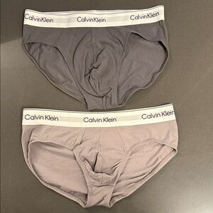 New Calvin Klein Cotton Low Rise Brief.  2 pack in gray and tan